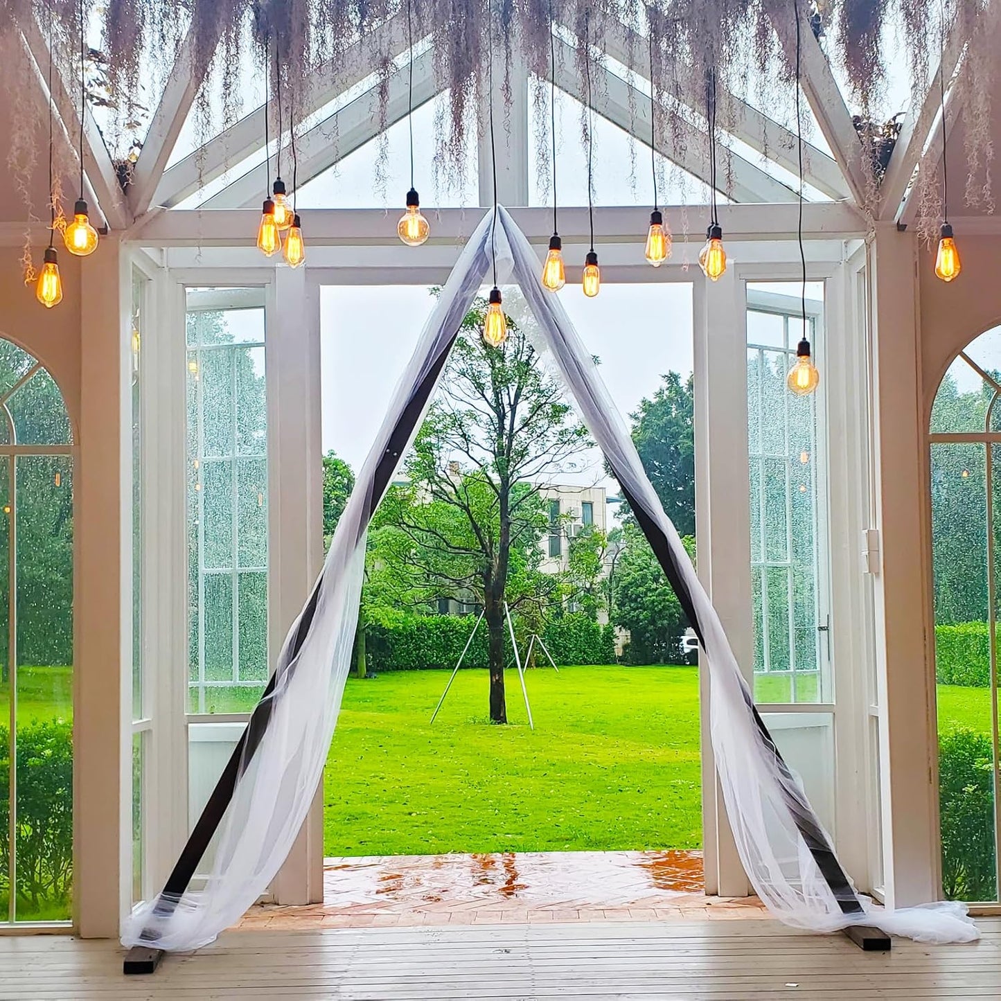7.87FT Wooden Wedding Arch, Wood Arch for Wedding Ceremony Gorgeous Arbor Backdrop Stand for Garden Parties