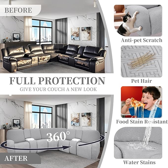 100% Waterproof Sectional Recliner Couch Covers - Image 6