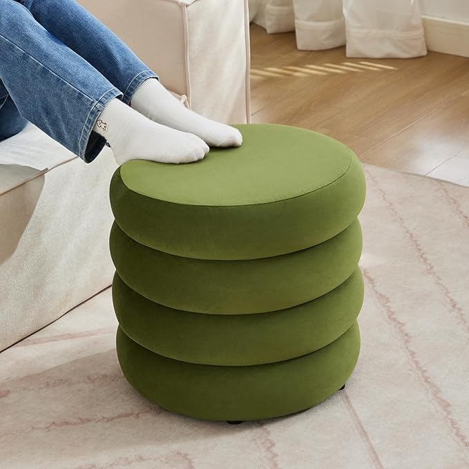 Flouki 19.5" Storage Ottoman Round, Vanity Stools - Image 4
