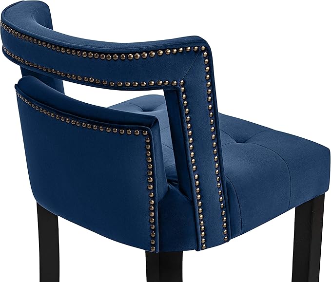 Tov Furniture Hart Tufted Seat Upholstered Velvet Bar Stool - Image 6