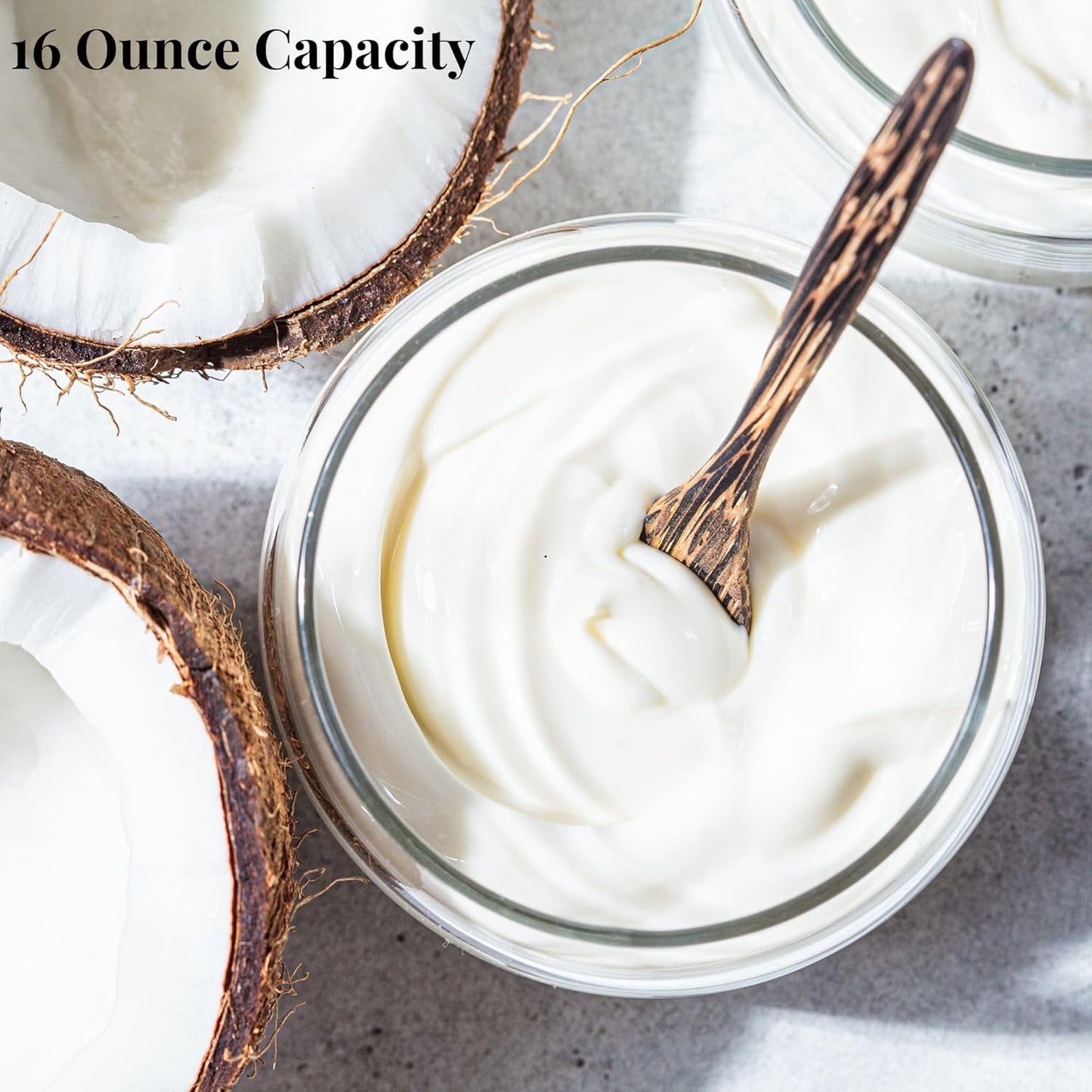 Cornucopia Brands 16oz Clear Plastic Jars w/Domed Lids (6-Pack); BPA Free PET Stackable Straight Sided Canisters for Bathroom & Kitchen Storage