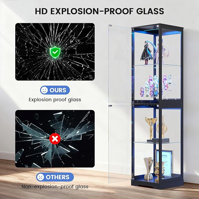 Glass Display Cabinet with Doors, Bookcase - Image 7