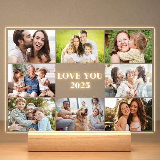 Custom Picture Frames with Photos, Personalized Photo Frame with Night Light, Customized Picture Frame, Personalized Birthday Photo Gifts for Women Men Mom Dad Grandma Grandpa Baby Kid Family Friends