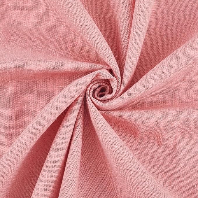59.06 Inch Pink Linen Embroidery Fabric Needlework Cloth Soild Fabric by CABODYALS