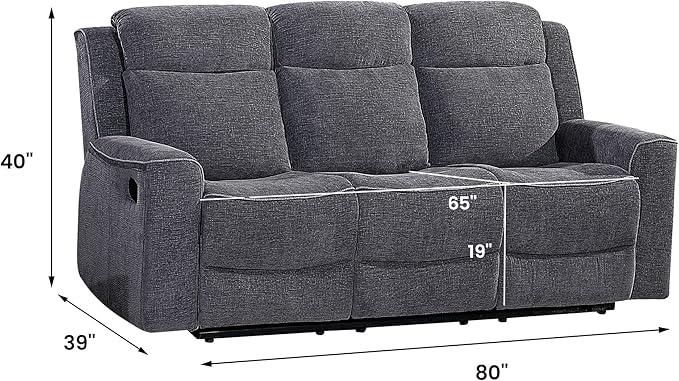 Betsy Furniture Soft Microfiber Manual Reclining Sofa Set, Sofa w/Dropdown Table - Image 2