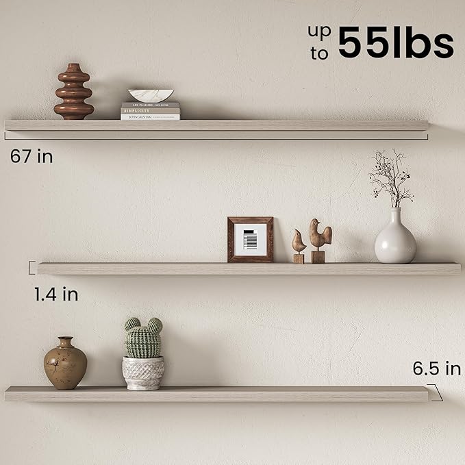 Fun Memories 67 Inch Fireplace Mantel Shelf, Deep Floating Shelves - Image 3