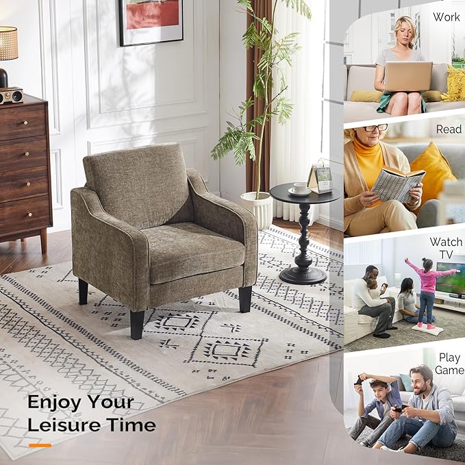 VINGLI Accent Chair for Living Room Chairs Light Brown Reading Chair for - Image 8