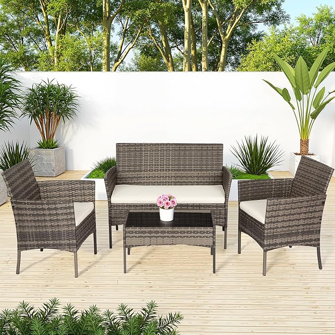 FDW Outdoor Patio Furniture Set Wicker Patio Set PE Rattan Furniture Bistro Set - Image 2