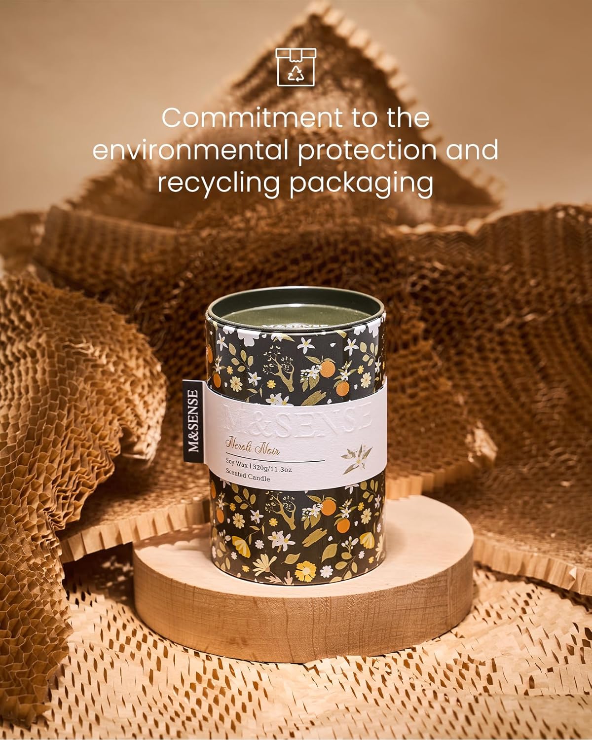 M&SENSE Neroli Noir Scented Candle, Medium Jar Candle 11.3oz Natural Soy Wax for Home Scented, Floral Candles Gift for Spring Holiday, Up to 70 Hours Burning Long-Lasting Fragrance