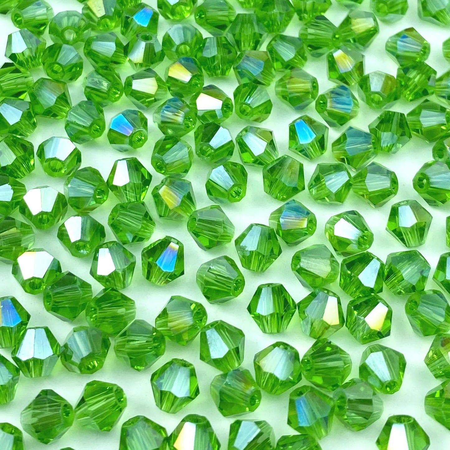 100pcs 8mm Bicone Crystal Glass Beads Loose Spacer Beads Faceted Craft Beads for Jewelry Making DIY Necklace Bracelet Earring Wind Chimes Suncatchers Ornamen(Grass Green AB)