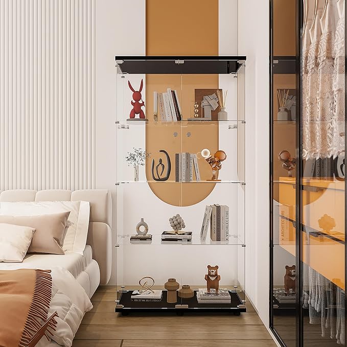 Display Cabinet with Glass Door and Lock, 4-Shelf Fast Installation in 30 Mins - Image 7