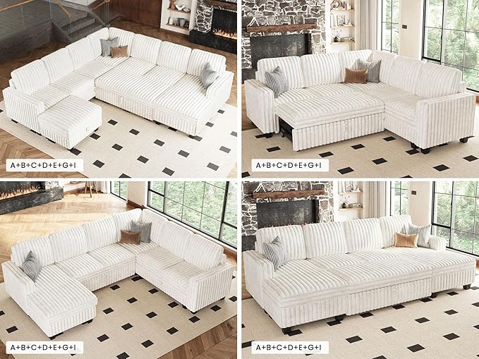 Belffin Corduroy Fabric Ottoman - Image 6