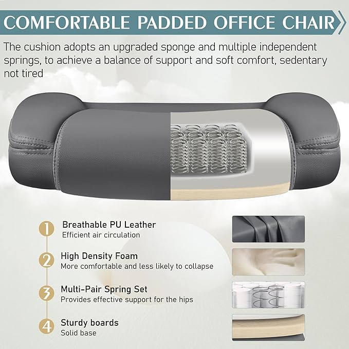 Leather Office Chair, PU Home Computer Desk Chairs - Image 5