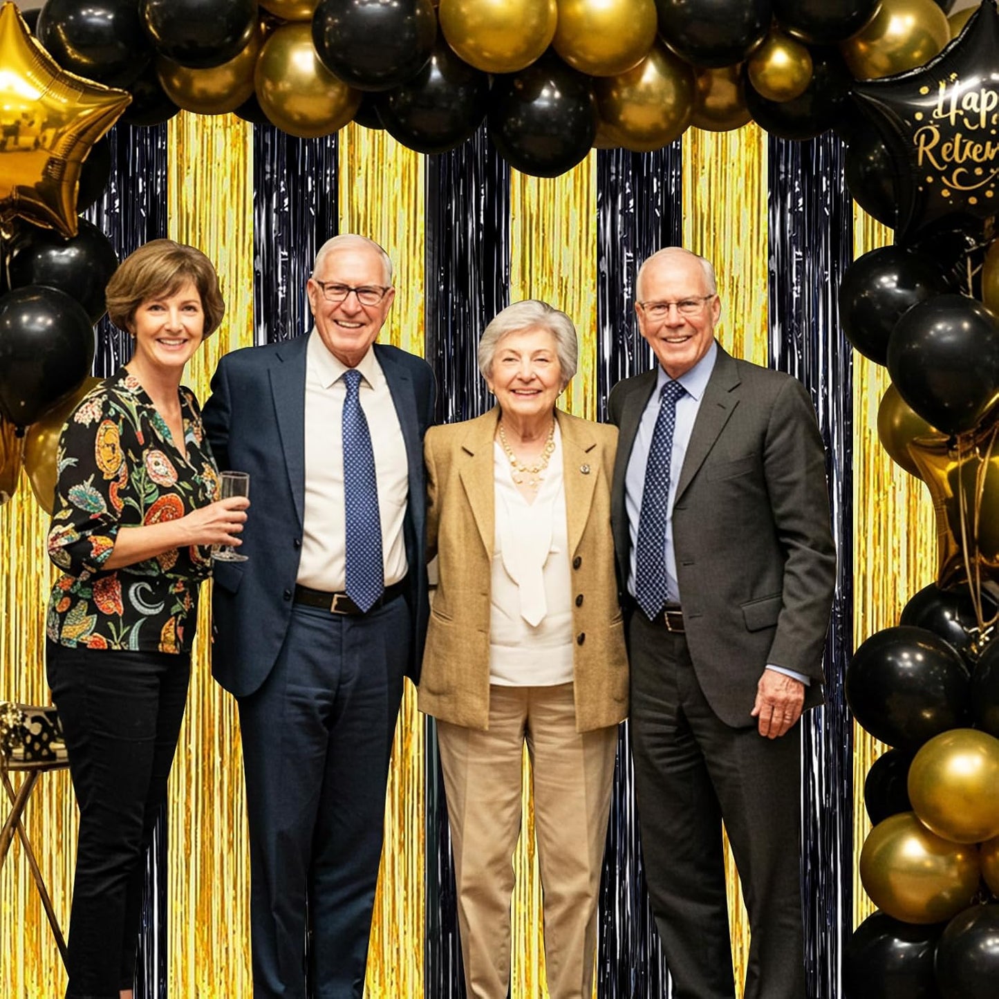 BEISHIDA 2Pcs Black Gold Door Streamers Congrats Grade 2025 Decoration Backdrop Foil Fringe Tinsel Party Streamers Curtains Backdrops Birthday Graduation New Year Party Decoations(3.28 ft x 6.56 ft)