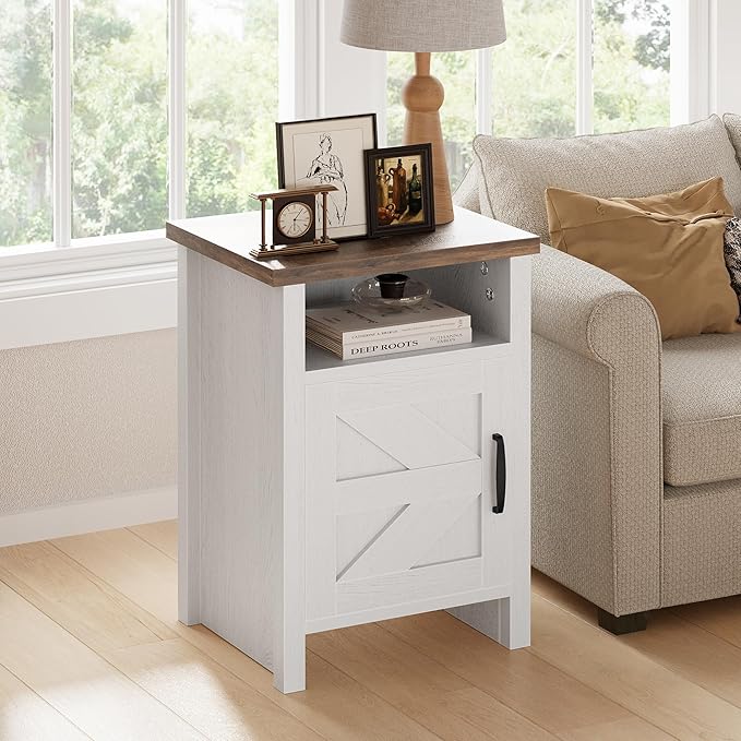 JUMMICO Farmhouse Nightstand, Modern Bedside Table - Image 5