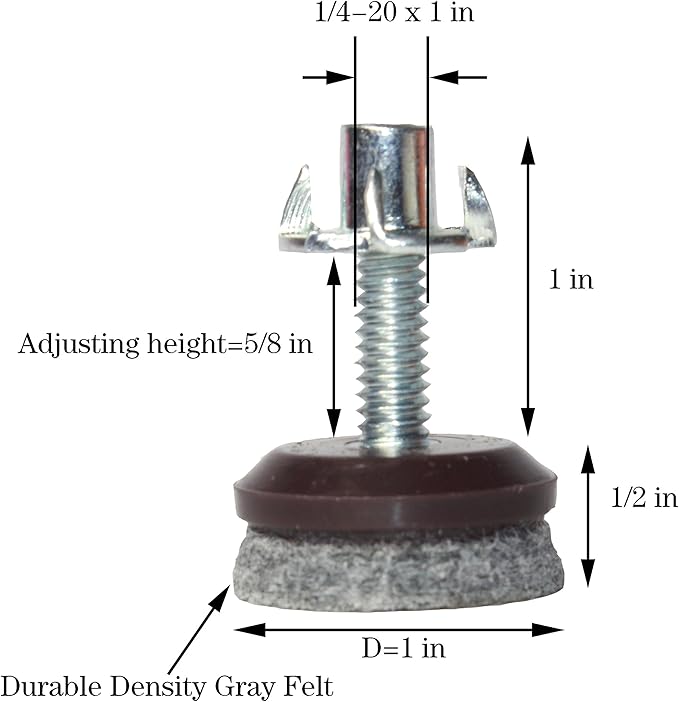 HUAYY 24 Pack Adjustable Furniture Leveling Feet, 1/4-20 Threaded Stem - Image 2