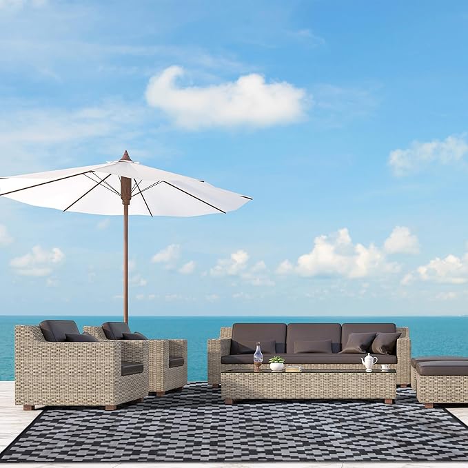 SAND MINE Waterproof Outdoor Rug, Plastic Reversible Rug, Modern Area Rug - Image 6