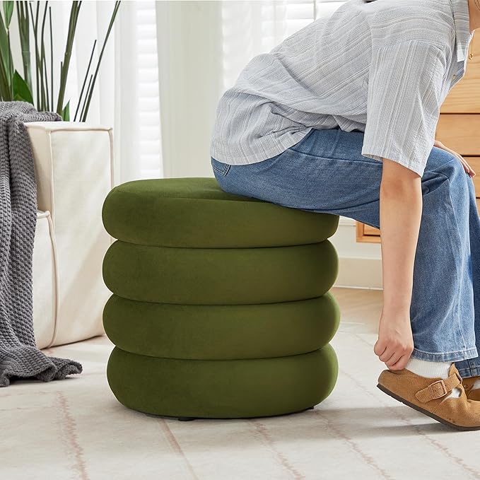 Flouki 19.5" Storage Ottoman Round, Vanity Stools - Image 7