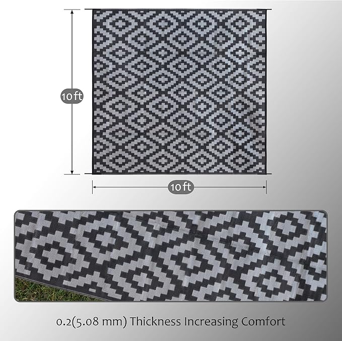 SAND MINE Waterproof Outdoor Rug, Plastic Reversible Rug, Modern Area Rug - Image 2