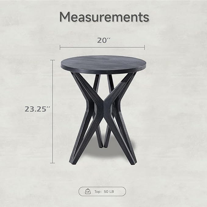 Pedestal Farmhouse End Table Set of 2, Distressed Top - Image 3