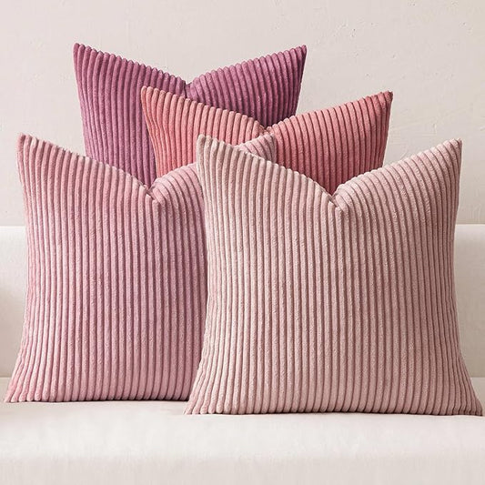 MIULEE Pack of 4 Purple Pink Valentines Corduroy Decorative Throw Pillow Covers by MIULEE