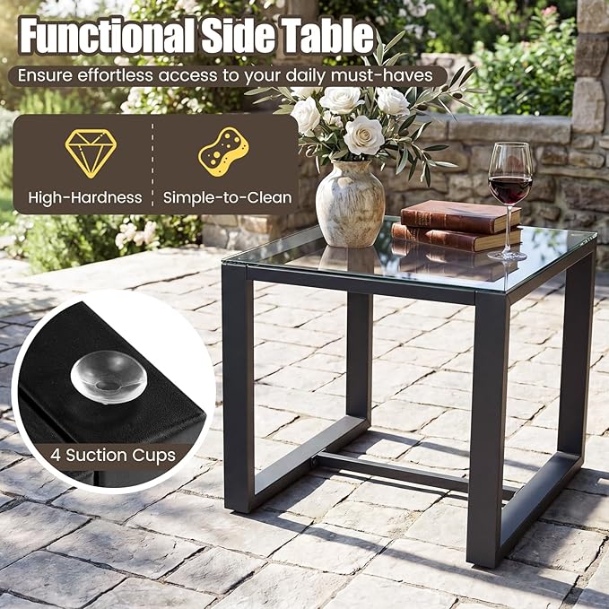 Tangkula 5 Pieces Wicker Patio Conversation Set, Outdoor PE Rattan Chair - Image 9
