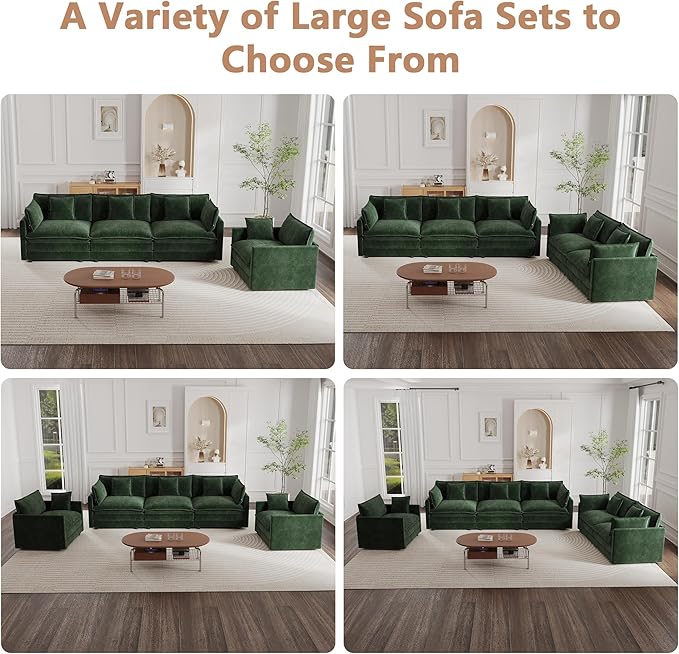mikibama Luxury Oversized 3 Piece Sofa Set, 2 Pieces of 2 Seater and 1 Piece of - Image 6
