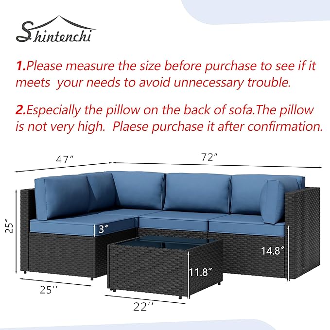 5 Piece Outdoor Patio Furniture Set, All Weather Conversation Set - Image 5
