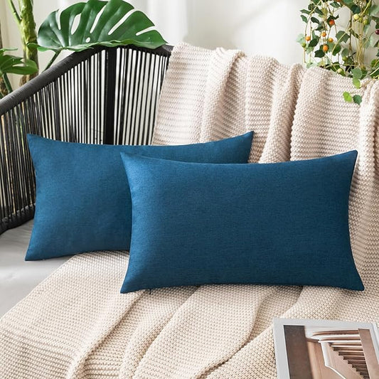 MIULEE Pack of 2 Decorative Outdoor Solid Waterproof Throw Pillow Covers Faux by MIULEE