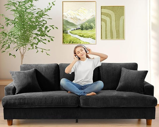 87in Corduroy Couch, Kidirect Sofa No Tool Assembly, Comfy Couches by Kidirect