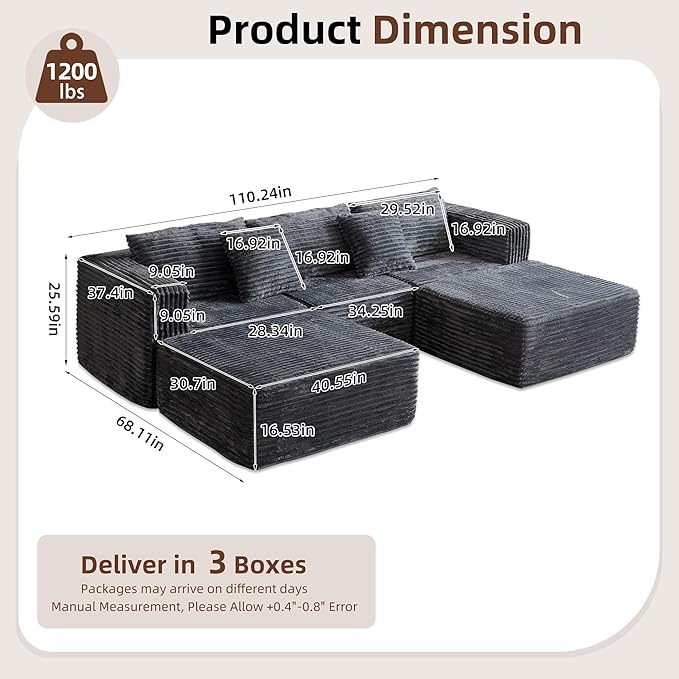 110" Modular Sectional Couch - Image 2