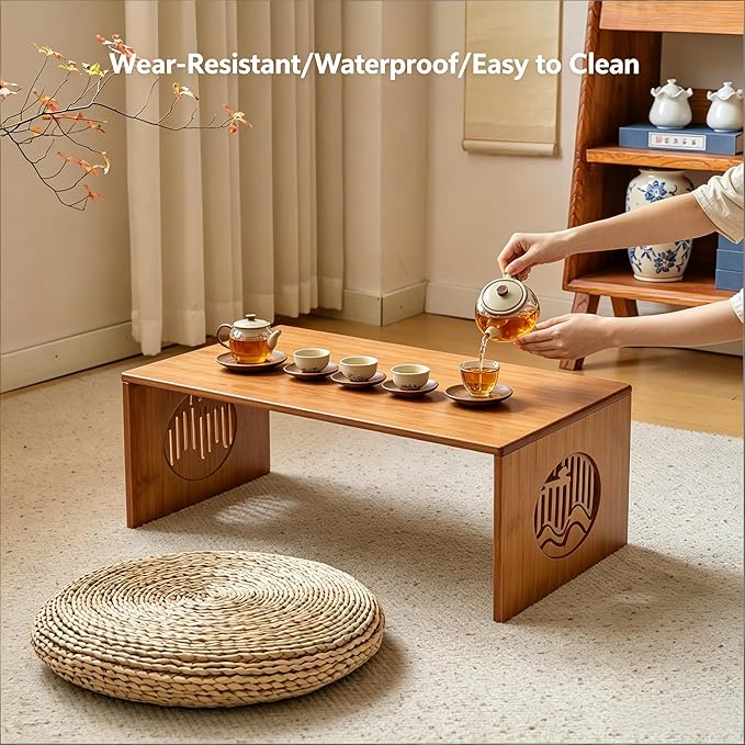 Folding Coffee Table, Foldable Japanese Floor Table No Assembly, Low Coffee - Image 4