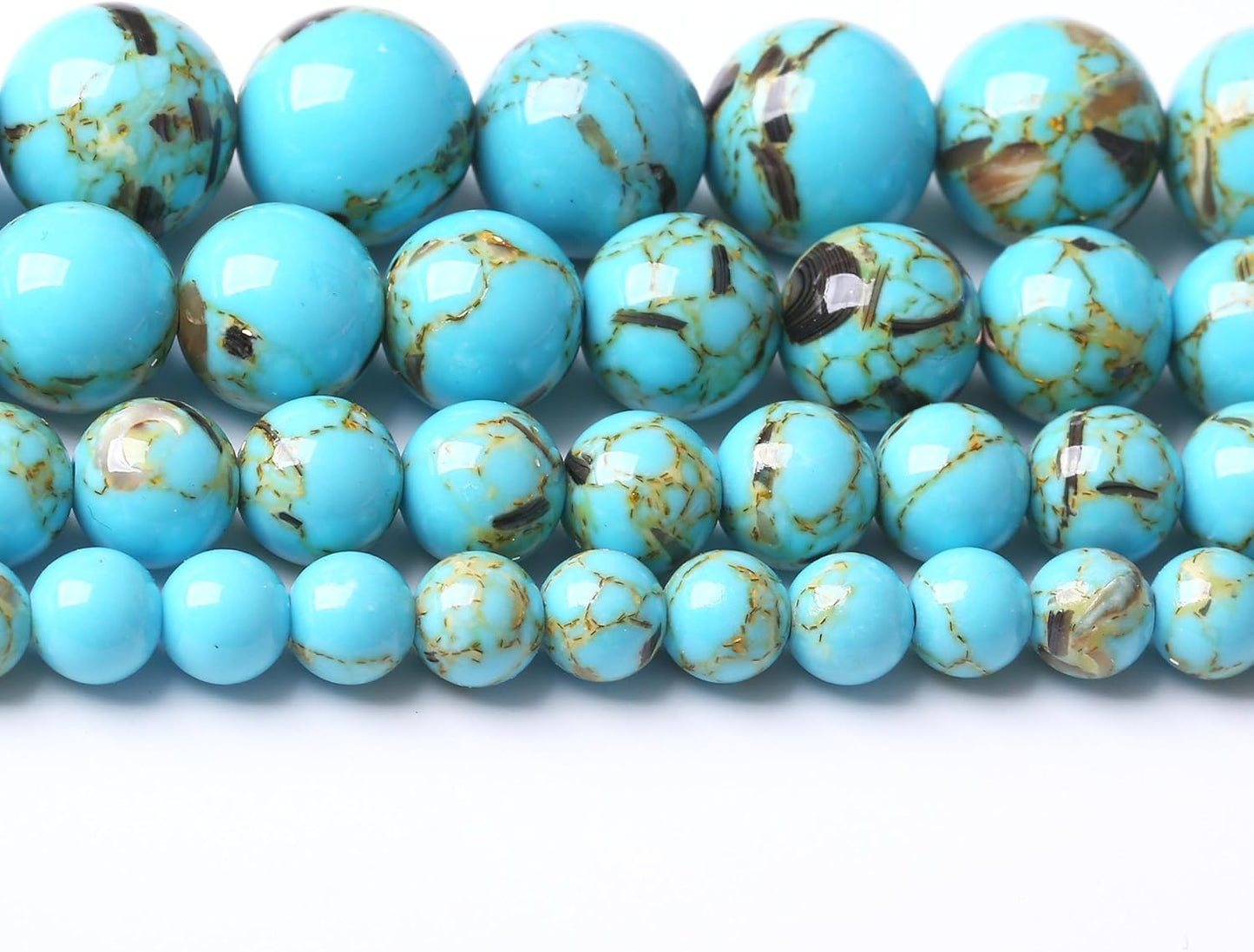 Blue Shell Turquoise Stone Beads Gemstone Round Crystal Energy Jade Beads Stone Beads for Jewelry Making DIY Bracelet Necklace Jewelry Making 1 Strand 15.5inch 4MM