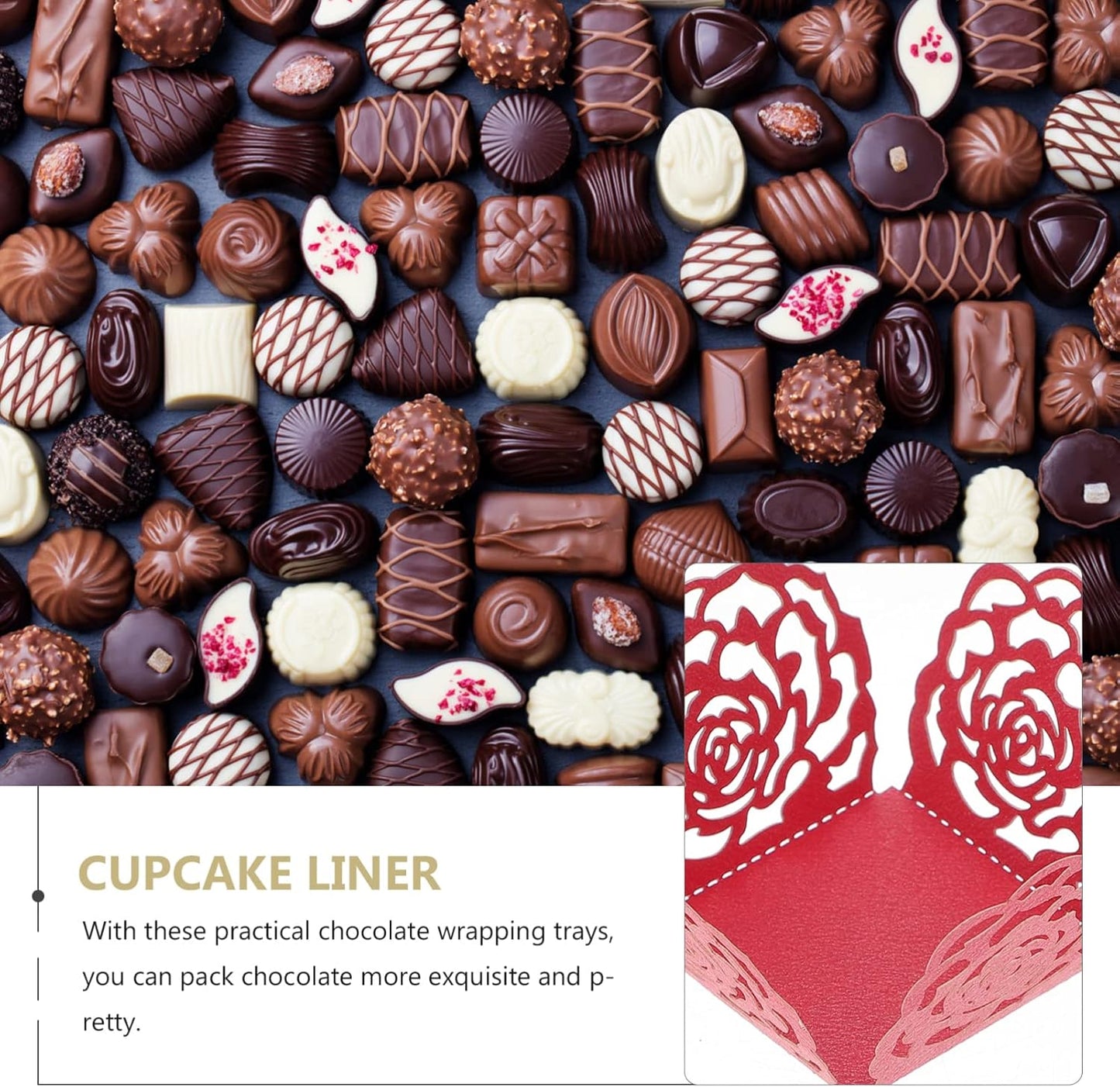 50Pcs Truffle Cupcake Wrapper Liners, Paper Chocolate Candy Wrappers, Peanut Liners Dessert Tray Baking Cups for Muffin Cupcake Birthday Wedding Decoration