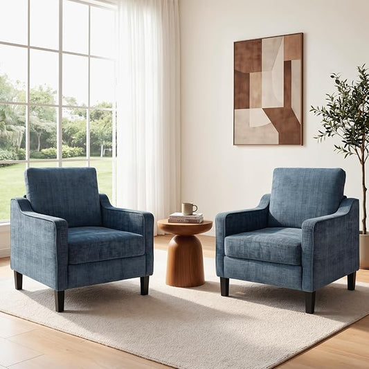 TLSUNNY Mid-Century Accent Chair, Modern Upholstered Chenille Armchair & Padded by TLSUNNY
