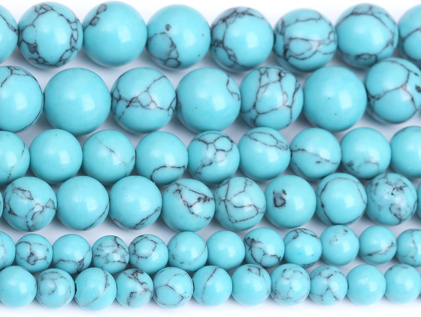 Lake Blue Turquoise Stone Beads Gemstone Round Crystal Energy Jade Beads Stone Beads for Jewelry Making DIY Bracelet Necklace Jewelry Making 1 Strand 15.5inch 60PCS 6MM