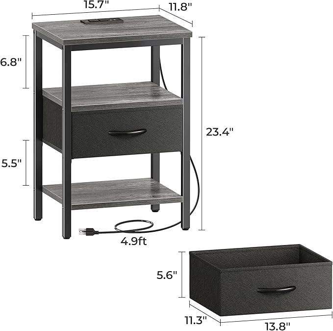 SUPERJARE Nightstand Set of 2, Bed Side Tables - Image 7