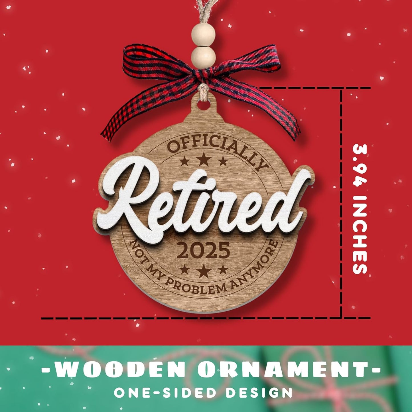 Pawzity Retirement Gifts for Men - Retirement Ornament 2025 - Happy Funny Cool Retire Party Gifts - Mens Retired Gift Ideas for Coworker, Boss, Teacher, Nurse, Man - Wood Retired Christmas Ornament