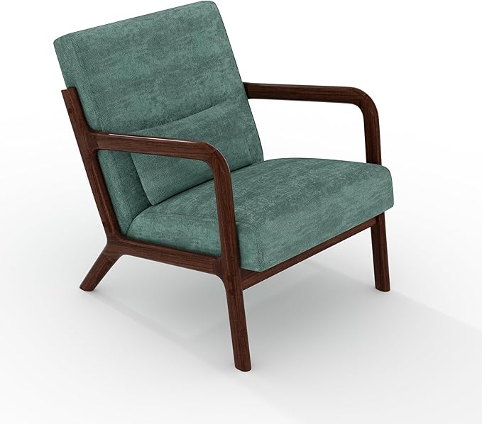 Garvee Mid-Century Modern Accent Chair, Chenille Upholstery, Solid Wood Armchair - Image 7