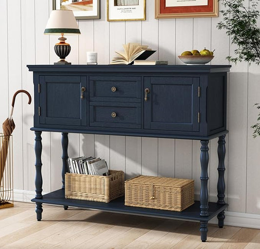 ARTPOWER Console Table with 2 Drawers, Retro Entryway Table with 2 Door by PowerofArtBetterforLife