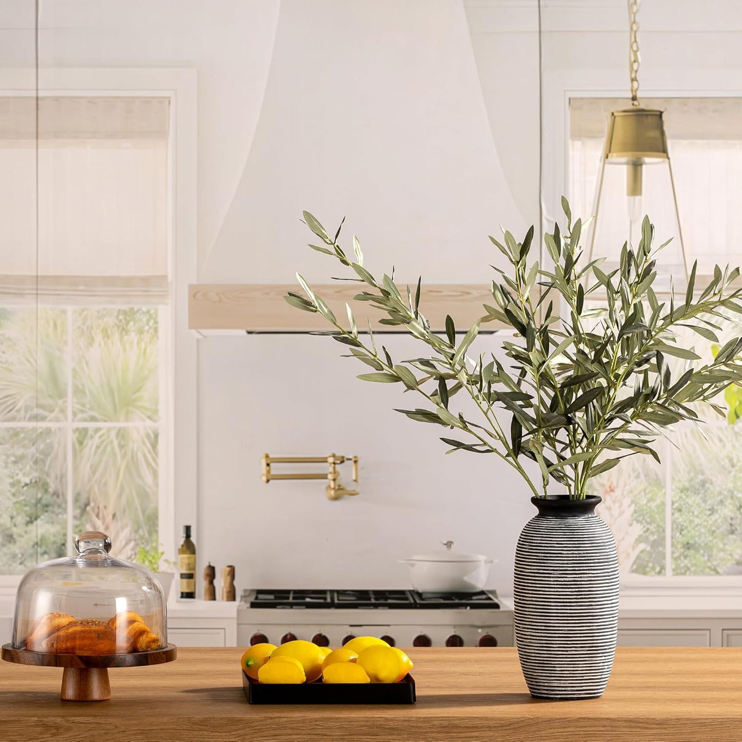 Ceramic Rustic Vase, Large Flower Farmhouse Vases Home Decor, 12.5" Tall Pottery Decorative Pampas Vase for Table Living Room Entryway Mantel Bookshelf Bedroom Bathroom Kitchen-Black