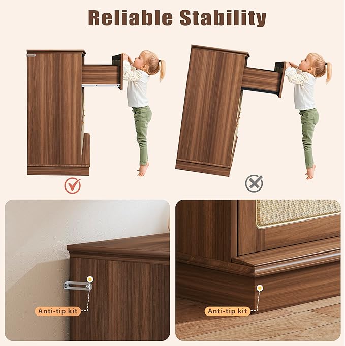 HUAHUU 9 Drawer Dresser for Bedroom, 60 Inch Long Dressers & Rattan Chest of - Image 7