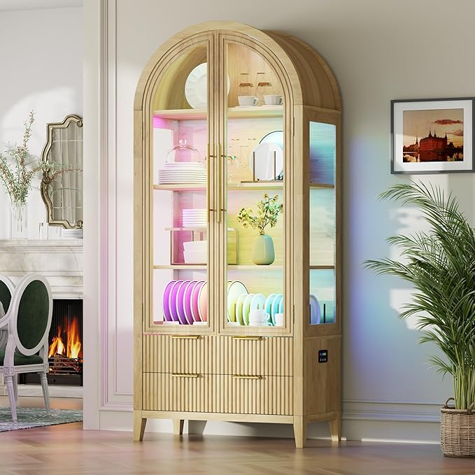 Vlsrka 71" Arched RGB Curio Cabinet - Image 9