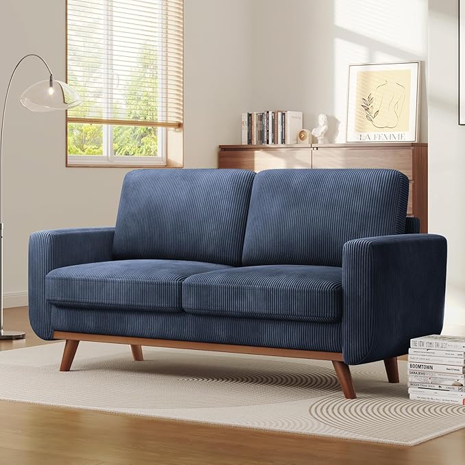 Vesgantti 68" Loveseat Sofa Dark Blue, Comfy Corduroy Couch - Image 6