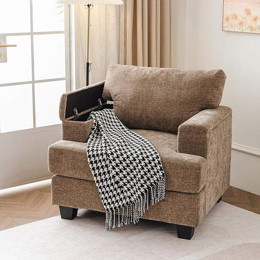 Oversized Accent Chair with Armrest Organizer, Living Room Chairs with 7.8'' by Fryruwa