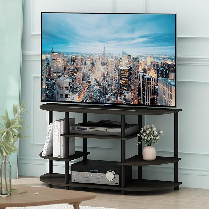 Furinno JAYA Simple Design Corner TV Stand, Espresso/Black - Image 2