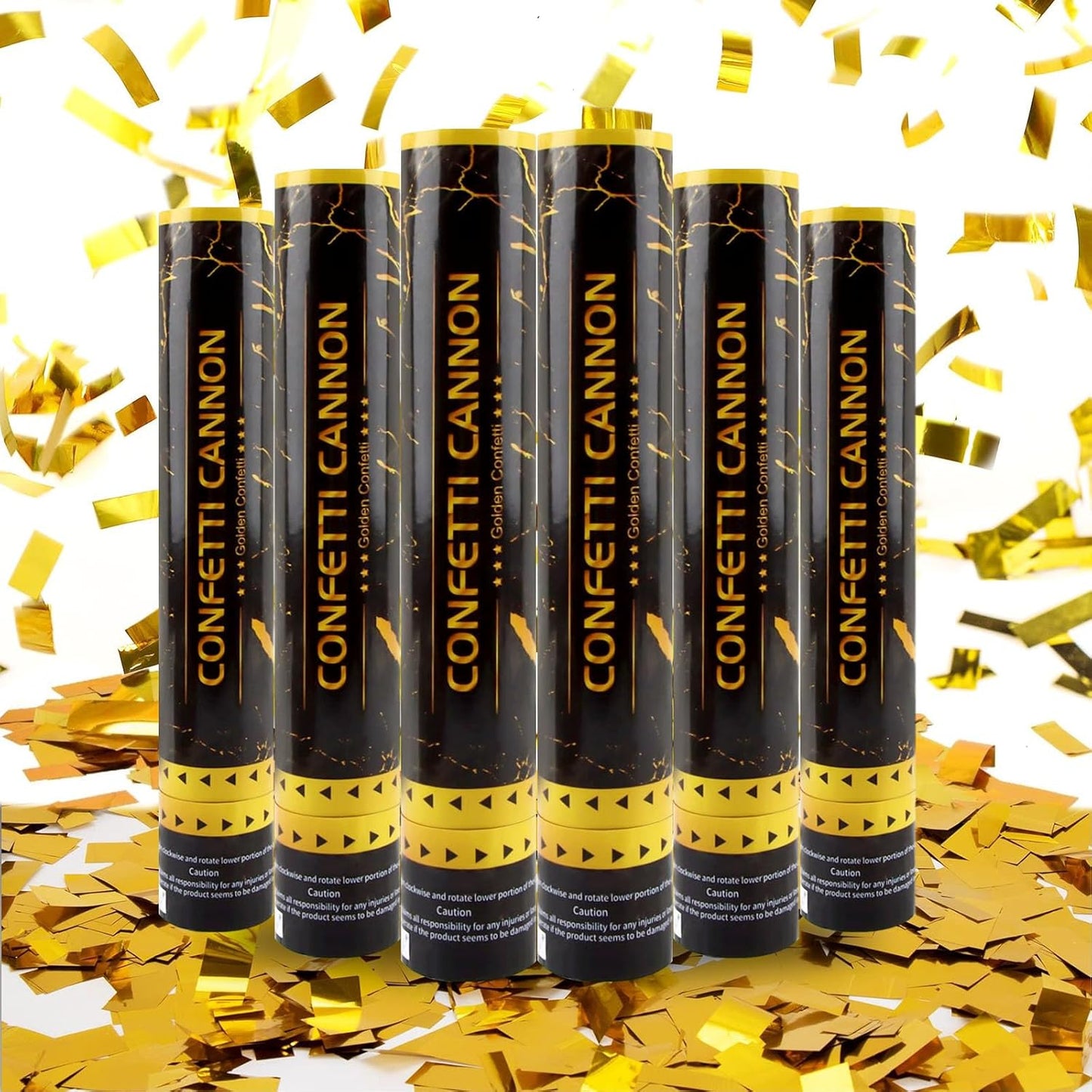 6 Pack Gold Confetti Poppers, 12 Inch Confetti Cannon Party Poppers Shooters for Birthday, Wedding, Graduation, Anniversary, Parties, Christmas, New Year's Eve