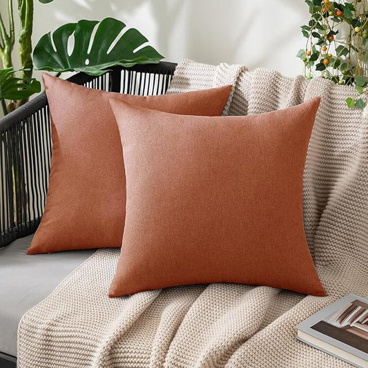 MIULEE Pack of 2 Decorative Outdoor Solid Waterproof Throw Pillow Covers Faux by MIULEE