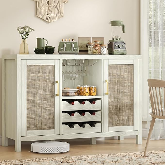 Rattan Wine Bar Cabinet, Boho Rattan Home Bar - Image 3