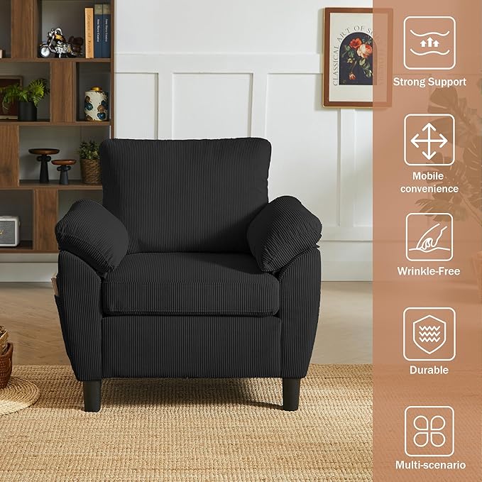 4 Piece Modern Corduroy Sofa Set, L-Shaped Sectional Couch - Image 6